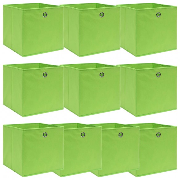 Boîtes de rangement 10 pcs Vert 32x32x32 cm Tissu