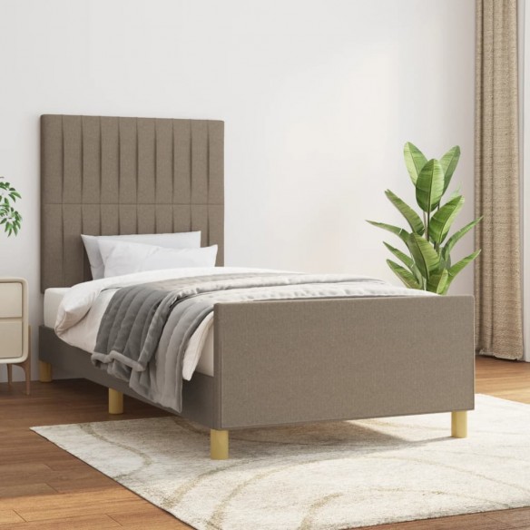 Lit avec tête de lit Taupe 90x200 cm Tissu