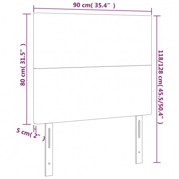Têtes de lit 2 pcs Gris clair 90x5x78/88 cm Velours