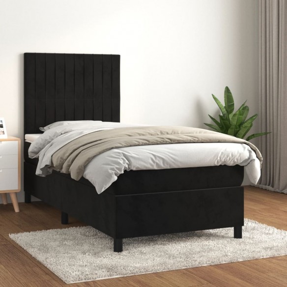 Lit et matelas Noir 80x200 cm Velours