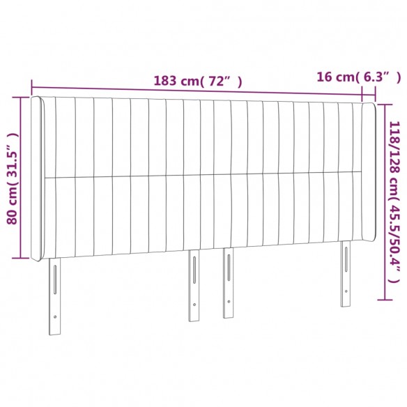 Tête de lit à LED Crème 183x16x118/128 cm Tissu