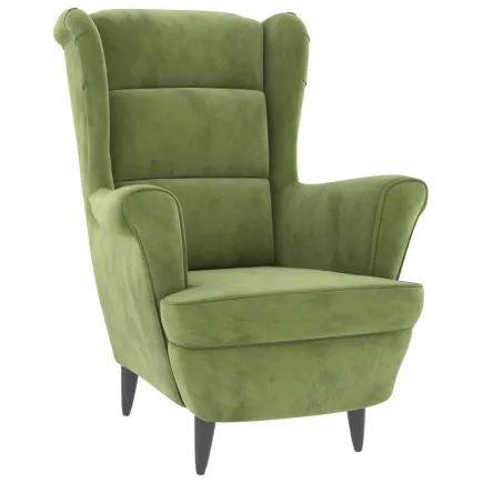 Fauteuil vert clair velours 2