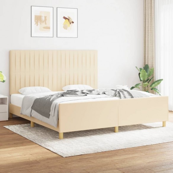 Lit avec tête de lit Crème 180 x 200 cm Tissu