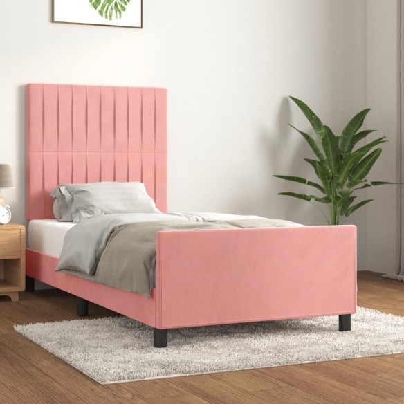 Lit avec tête de lit Rose 80x200 cm Velours