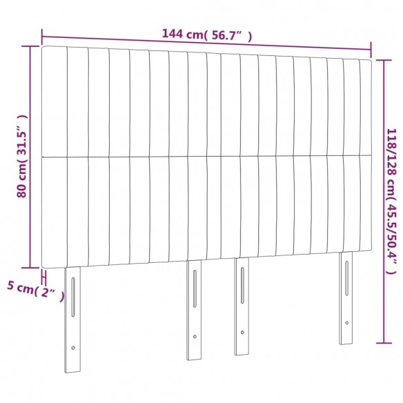 Tête de lit à LED Crème 144x5x118/128 cm Tissu