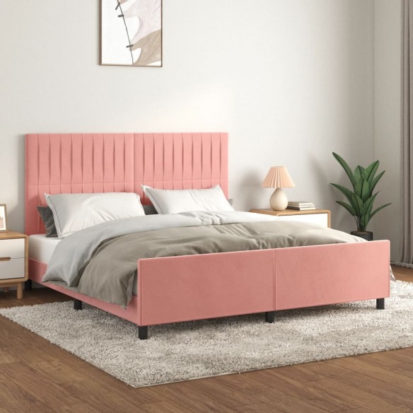 Lit avec tête de lit Rose 160x200 cm Velours