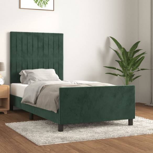 Lit avec tête de lit Vert foncé 80x200 cm Velours