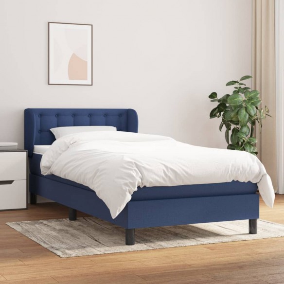 Lit avec matelas Bleu 90x190 cm Tissu