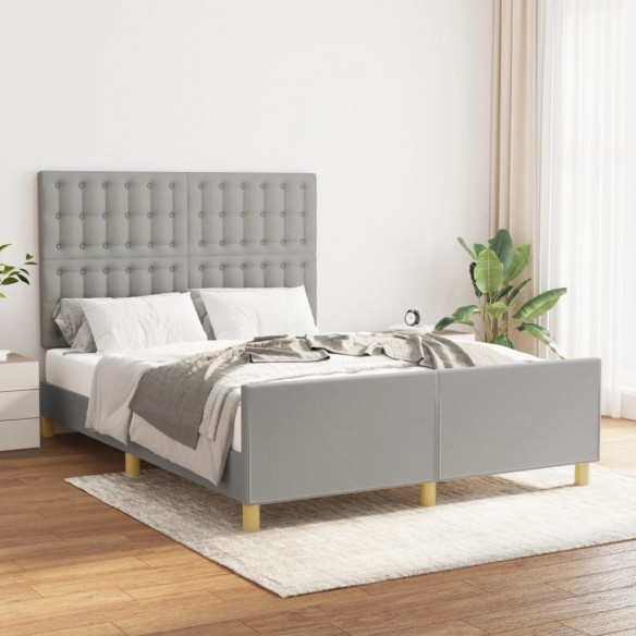 Lit avec tête de lit Gris clair 140x190 cm Tissu