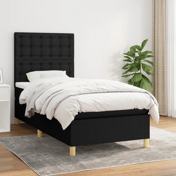 Lit et matelas Noir 80x200 cm Tissu