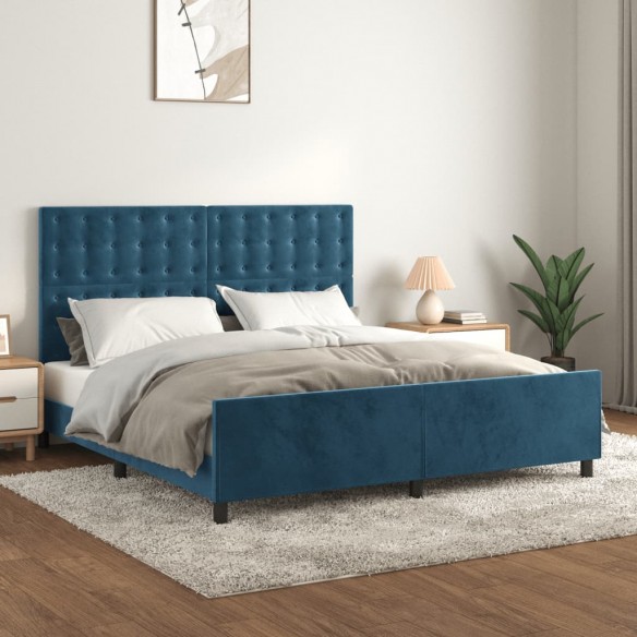 Lit avec tête de lit Bleu foncé 180x200 cm Velours