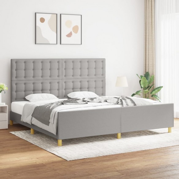 Lit avec tête de lit Gris clair 200x200 cm Tissu