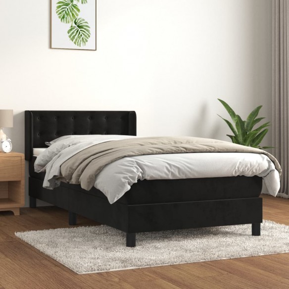 Lit avec matelas Noir 90x200 cm Velours