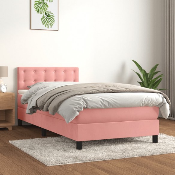 Lit avec matelas Rose 90x200 cm Velours