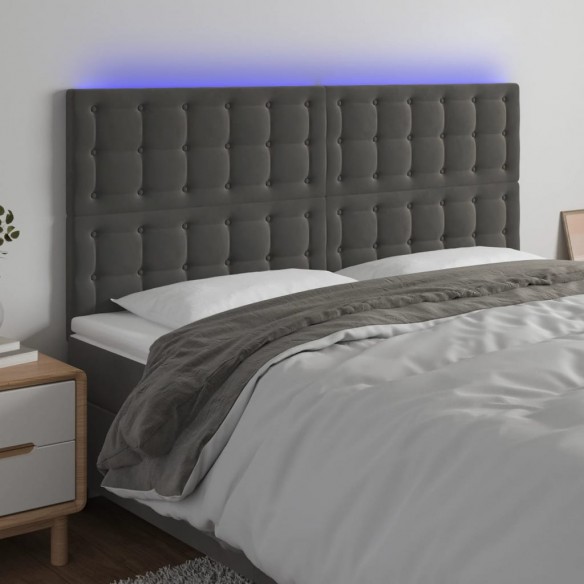 Tête de lit à LED Gris foncé 180x5x118/128 cm Velours