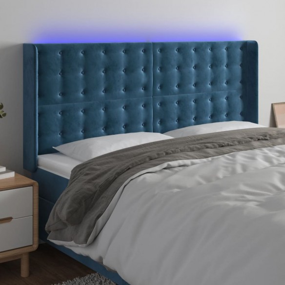 Tête de lit à LED Bleu foncé 183x16x118/128 cm Velours