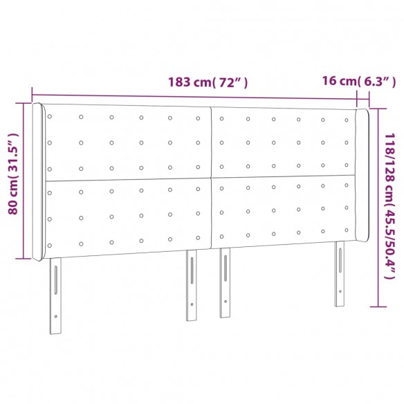 Tête de lit à LED Bleu foncé 183x16x118/128 cm Velours