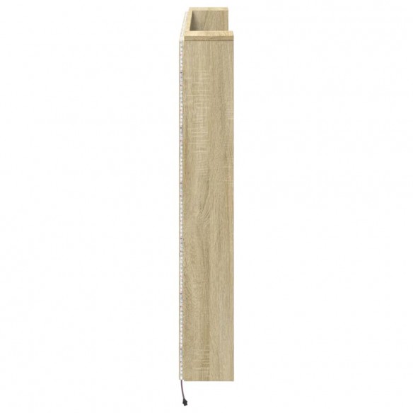 Armoire tête de lit avec LED chêne sonoma 140x16,5x103,5 cm
