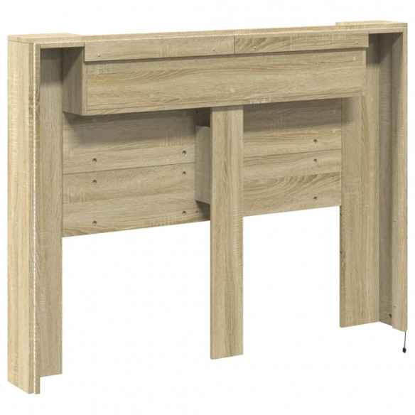 Armoire tête de lit avec LED chêne sonoma 140x16,5x103,5 cm
