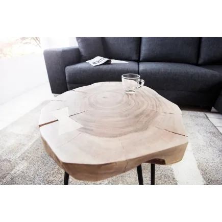 Table d'appoint en bois massif design industriel 2