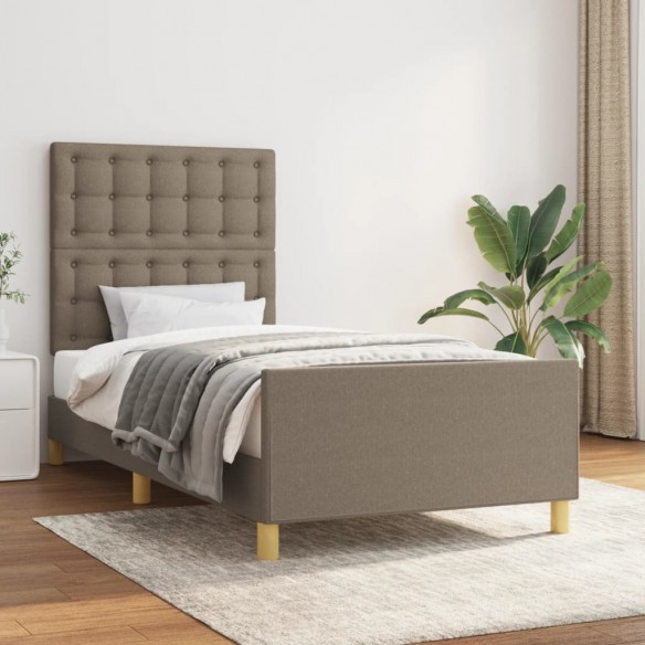 Lit avec tête de lit Taupe 90x200 cm Tissu