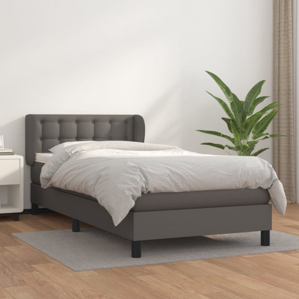 Lit avec matelas Gris 90x200 cm Similicuir