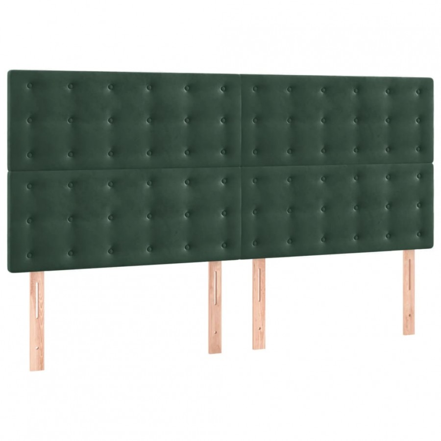 Têtes de lit 4 pcs Vert foncé 100x5x78/88 cm Velours