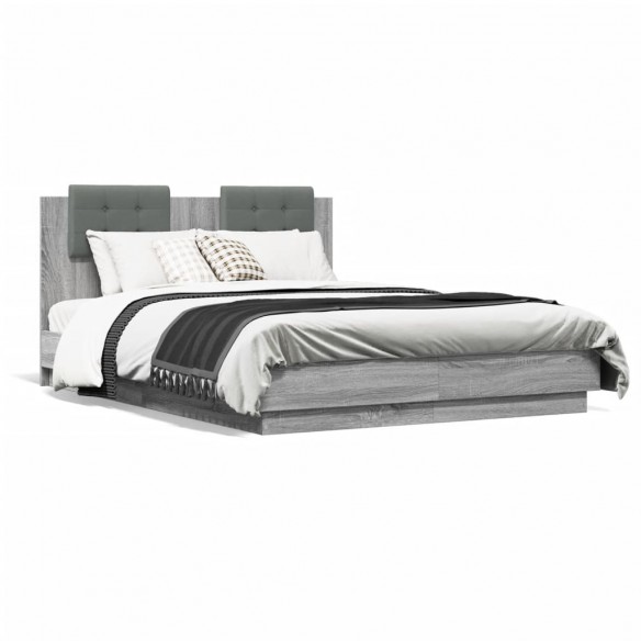 Lit avec tête de lit sonoma gris 120x190 cm
