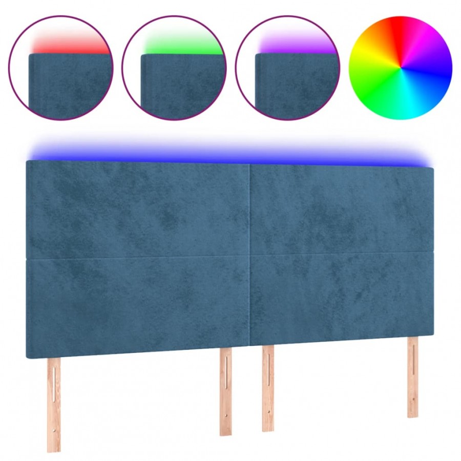 Tête de lit à LED Bleu foncé 180x5x118/128 cm Velours