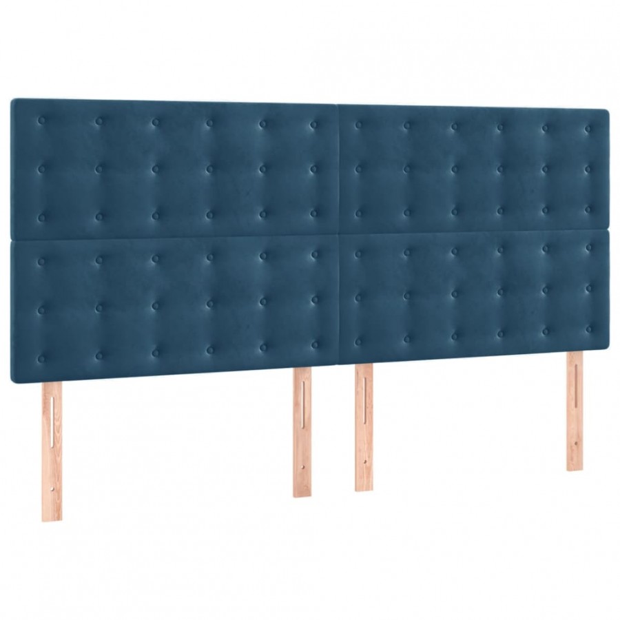 Têtes de lit 4 pcs Bleu foncé 90x5x78/88 cm Velours