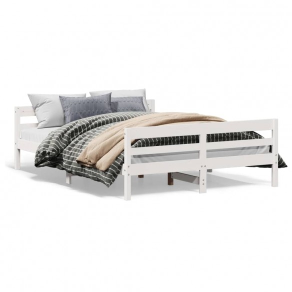 Lit avec tête de lit blanc 120x200 cm bois pin massif