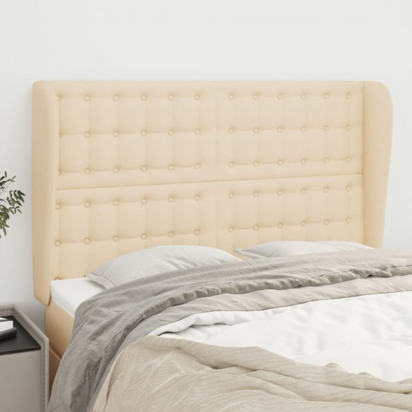Tête de lit avec oreilles Crème 147x23x118/128 cm Tissu