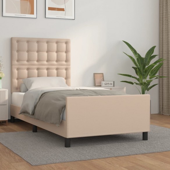 Lit avec tête de lit Cappuccino 90x200 cm Similicuir
