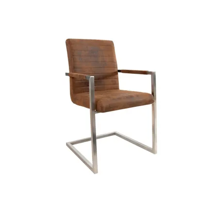 Ensemble de 4 chaises design en microfibre brun et métal 2
