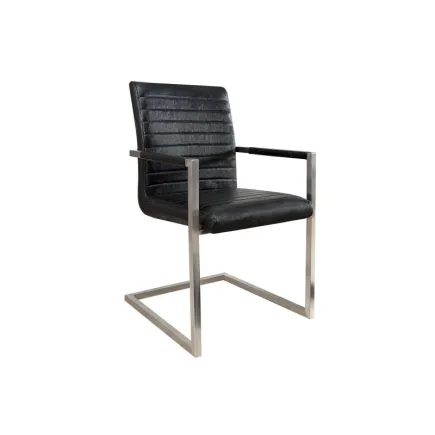 Lot de 4 chaises designe en simili cuir noir et métal 2