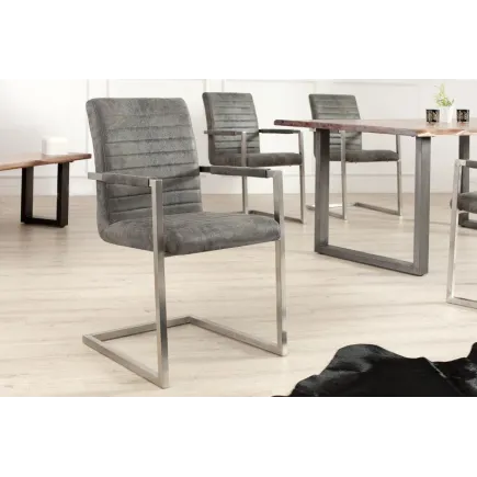 Lot 4 chaises contemporaines coloris gris antique en microfibre