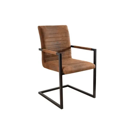 Chaises modernes coloris marron antique en microfibre et en acier inoxydable noir 2