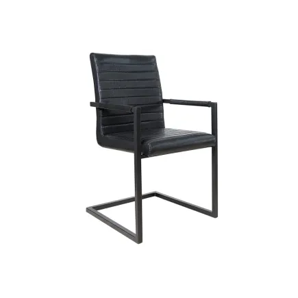 Lot de 4 chaises alliant simili cuir noir laqué et acier inoxydable 2
