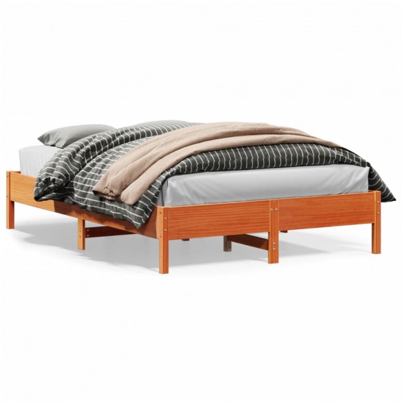 Lit cire marron 120x200 cm bois de pin massif