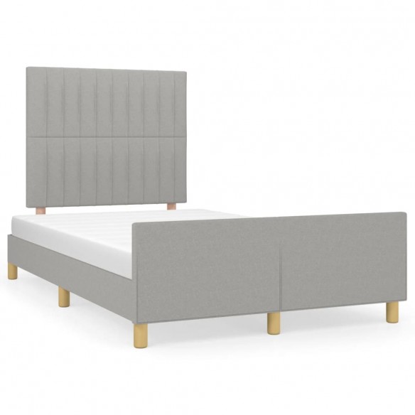 Lit avec tête de lit gris clair 120x190 cm tissu