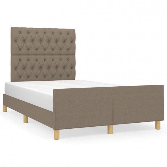 Lit avec tête de lit taupe 120x190 cm tissu