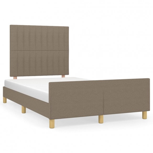 Lit avec tête de lit taupe 120x190 cm tissu