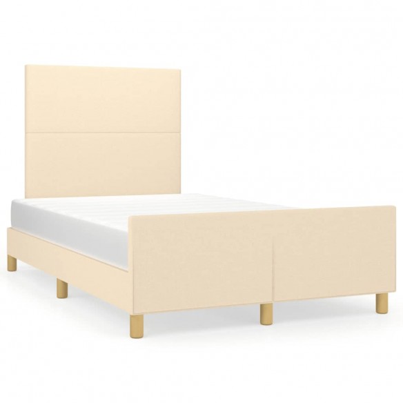 Lit avec tête de lit crème 120x190 cm tissu