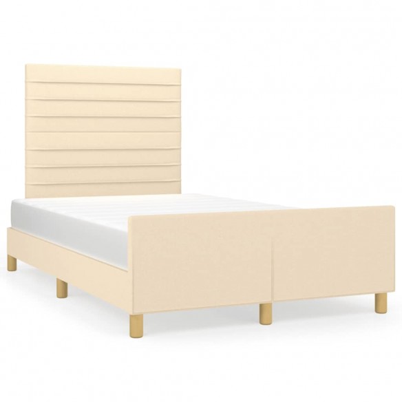 Lit avec tête de lit crème 120x190 cm tissu