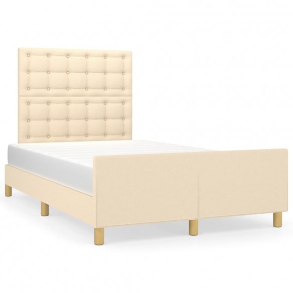 Lit avec tête de lit crème 120x190 cm tissu