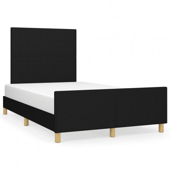 Lit avec tête de lit noir 120x190 cm tissu