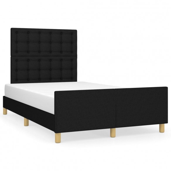 Lit avec tête de lit noir 120x190 cm tissu