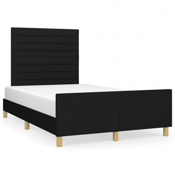 Lit avec tête de lit noir 120x190 cm tissu