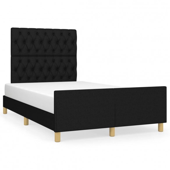 Lit avec tête de lit noir 120x190 cm tissu