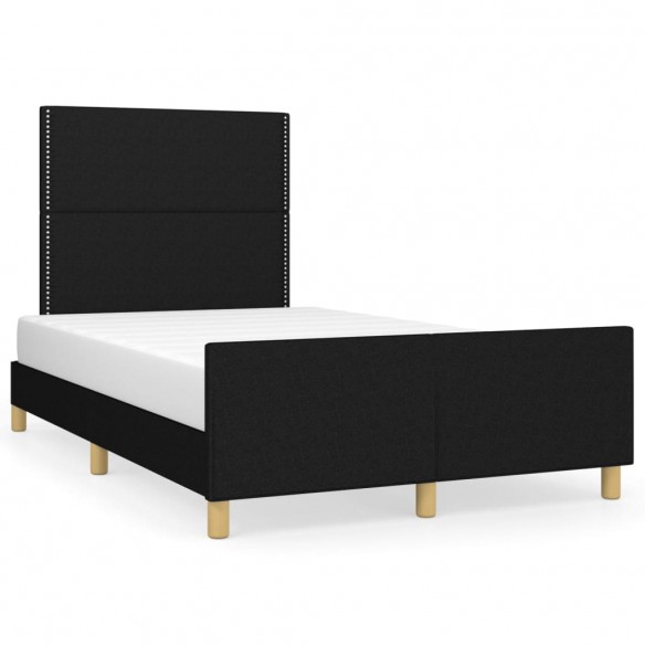 Lit avec tête de lit noir 120x190 cm tissu